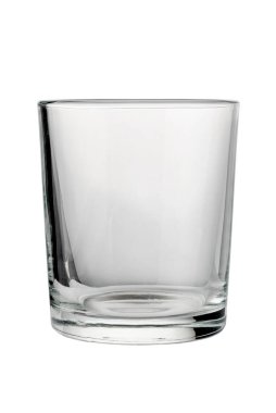 Boş cam kesimi - boş viski bardağı beyaz üzerine izole edilmiş ve kırpma yolu dahil