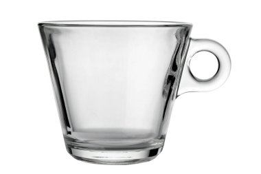 Bitki çayı ve kapuçino için cam bardak beyaz üzerine izole edilmiş, kırpma yolu da dahil.