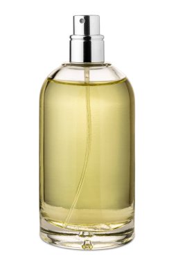 Kırpma yolu da dahil olmak üzere beyaz üzerine izole edilmiş parfüm şişesi