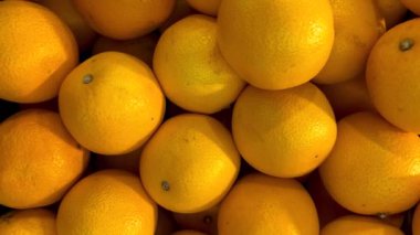 Üst görünümde portakallar, sandıkta sıralanmış portakalların izleme görüntüleri 