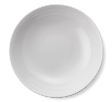 Üst görüntüde beyaz seramik plaka, planda görünüyor, izole. 