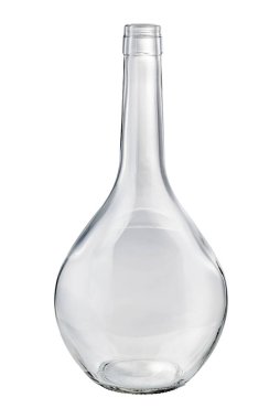 Bocksbeutel cam şarap şişesi boş. Portekiz 'in beyaz şarap şişesi. Kırpma yolu da dahil.