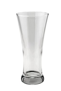 Boş bira bardağı beyaz üzerine izole edilmiş ve kırpma yolu dahil