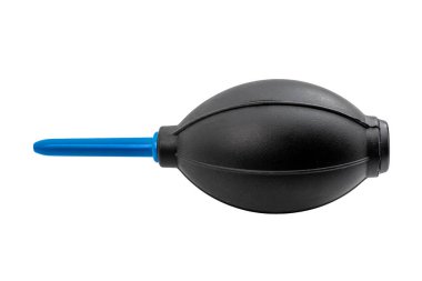 Kauçuk hava üfleyici, toz temizleyici için. Kırpma yolu olan beyazda izole edilmiş. Kamera merceği için hava üfleyici pompası