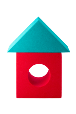 Oyuncak tuğlalardan yapılmış ev, ev simgesi grafik konsepti, izole edilmiş