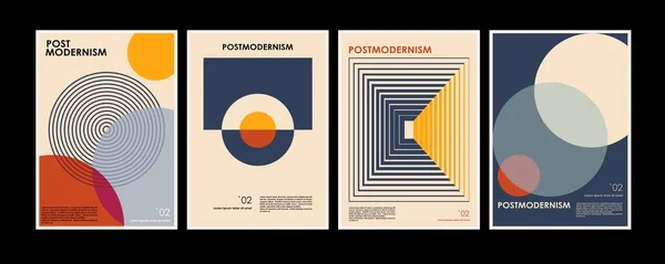 Kunstwerke Plakate Inspiriert Postmoderne Vektor Abstrakte Dynamische Symbole Mit Fetten — Stockvektor