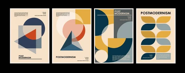 Kunstwerke Plakate Inspiriert Postmoderne Vektor Abstrakte Dynamische Symbole Mit Fetten — Stockvektor
