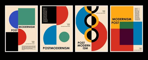 Artworks Posters Inspired Postmodern Vector Abstract Dynamic Symbols Bold Geometric — Stock Vector