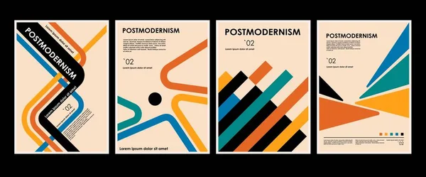 Dynamic Artworks Posters Inspired Postmodern Vector Abstract Dynamic Symbols Bold — Stock Vector