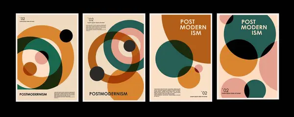 Dzieła Sztuki Plakaty Inspirowane Postmodernistycznymi Wektorowymi Abstrakcyjnymi Symbolami Dynamicznymi Odważnych Ilustracje Stockowe bez tantiem