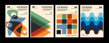 Sanat eserleri, posterler, postmodern vektör soyut dinamik sembollerinin cesur geometrik şekilleri, web arkaplanı için kullanışlı, poster sanat tasarımı, dergi ön sayfası, yüksek teknoloji baskısı, kapak resmi