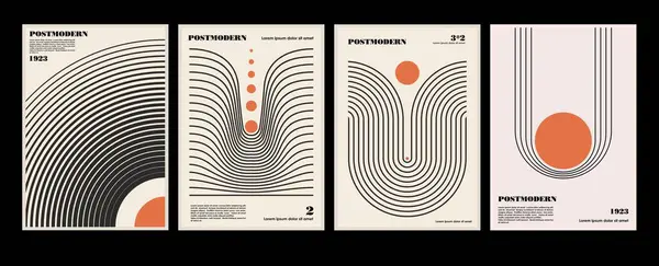 Konstverk Affischer Inspirerade Postmoderna Vektor Abstrakta Dynamiska Symboler Med Djärva Stockillustration