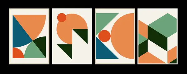 Set Med Tals Minimalistiska Geometriska Affischer Inspirerade Postmoderna Vektor Abstrakta Royaltyfria Stockvektorer