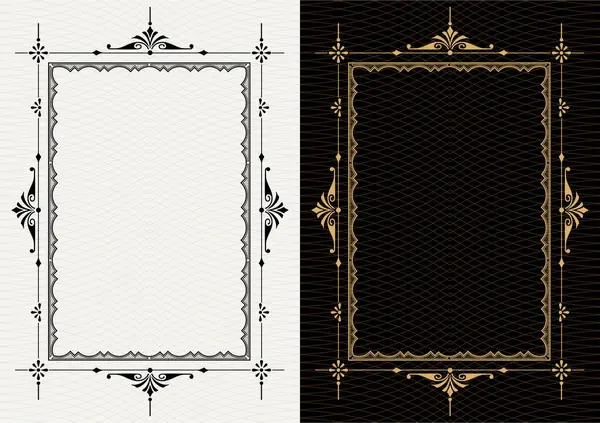 设置装饰老式框架模板 边沿矩形形状 巴洛克 新艺术 现代维多利亚风格 图库矢量图片