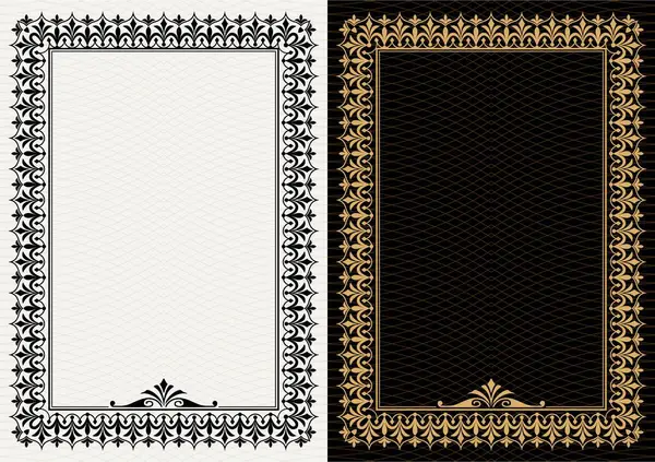 Setați Șablonul Rame Epocă Decorative Margini Formă Dreptunghiulară Baroc Art Ilustrație de stoc