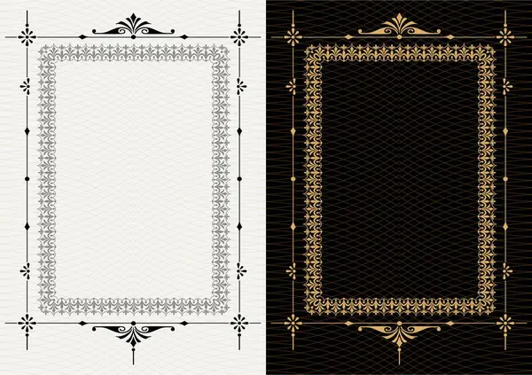 Setați Șablonul Rame Epocă Decorative Margini Formă Dreptunghiulară Baroc Art Ilustrații de stoc fără drepturi de autor
