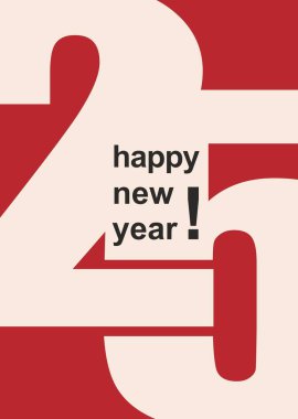 2025 yılı. - Mutlu yıllar. Postmodern tarzda saykodelik retro poster yazıları. Tasarımın, ağın, yazıcın için.