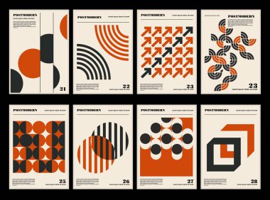 Sanat eserleri, posterler, postmodern vektör soyut dinamik sembollerinin cesur geometrik şekilleri, web arkaplanı için kullanışlı, poster sanat tasarımı, dergi ön sayfası, yüksek teknoloji baskısı, kapak resmi