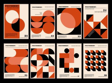 Sanat eserleri, posterler, postmodern vektör soyut dinamik sembollerinin cesur geometrik şekilleri, web arkaplanı için kullanışlı, poster sanat tasarımı, dergi ön sayfası, yüksek teknoloji baskısı, kapak resmi