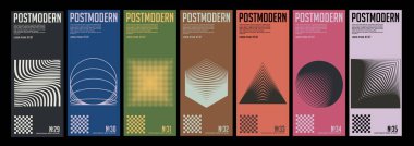 Postmodern vahşi poster, cesur tipografi ve soyut geometrik şekilli vahşi vektör desenli sanat eseri tasarımı. Markalaşma, sunum, bilet, web sayfası başlığı, web pankartı için harika