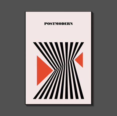 Poster, cesur geometrik şekilli vektör soyut dinamik sembollerin postmodern ilhamı, web arkaplanı, poster tasarımı, dergi ön sayfası, yüksek teknoloji baskısı, kapak resmi.