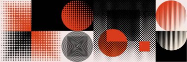 Postmodern esinlenilmiş, soyut vektör sembolleri ve kalın geometrik şekilleri içeren dekonstrüksiyon sanat eserleri. Web geçmişleri, poster tasarımı, dergi kapakları, yüksek teknoloji baskılar ve kapak resimleri için ideal.