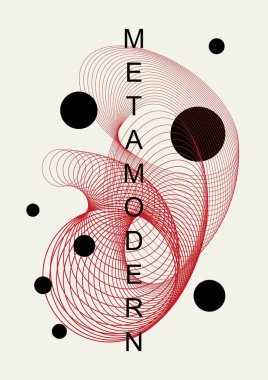 ,Brutalist tarzda metamodernizm, cesur geometrik şekillere ve geçmişe dönük titreşimlere sahip minimalist vektör posteri. İnternet geçmişleri, posterler, dergi kapakları ve yüksek teknoloji baskıları için mükemmel..