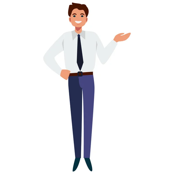 stock vector Businessman posing. Character of a successful person in business clothes. Vector illustration in Flat style