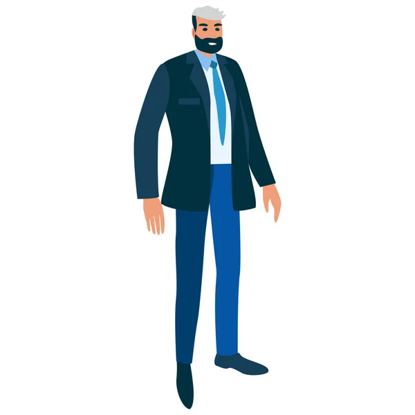Бизнесмен Позирует Характер Успешного Человека Деловой Одежде Векторная Иллюстрация Плоском — стоковый вектор