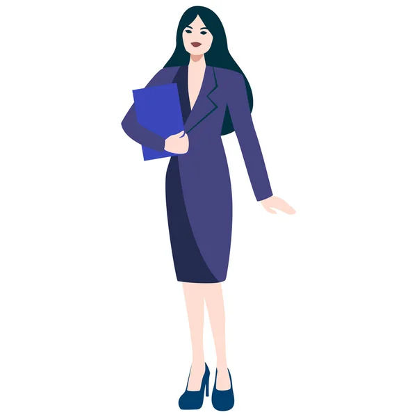 Businesswoman Posing Character Successful Person Business Clothes Vector Illustration Flat — Stock Vector