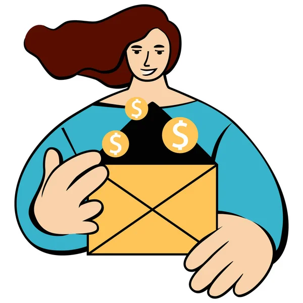 Financiële Besparingen Vrouw Financieel Succes Planning Vector Illustratie Platte Stijl — Stockvector