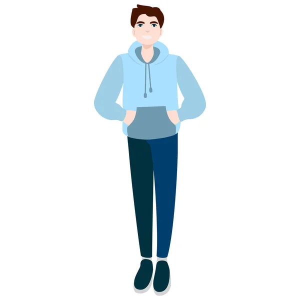 Homme Posant Jeune Homme Pleine Longueur Portant Des Vêtements Décontractés — Image vectorielle