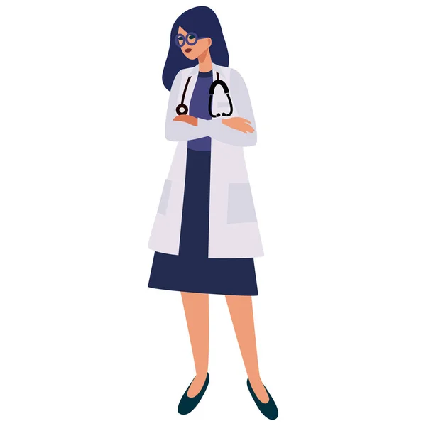 Femme Médecin Avec Stéthoscope Médecin Uniforme Médical Médecin Famille Travailleur — Image vectorielle
