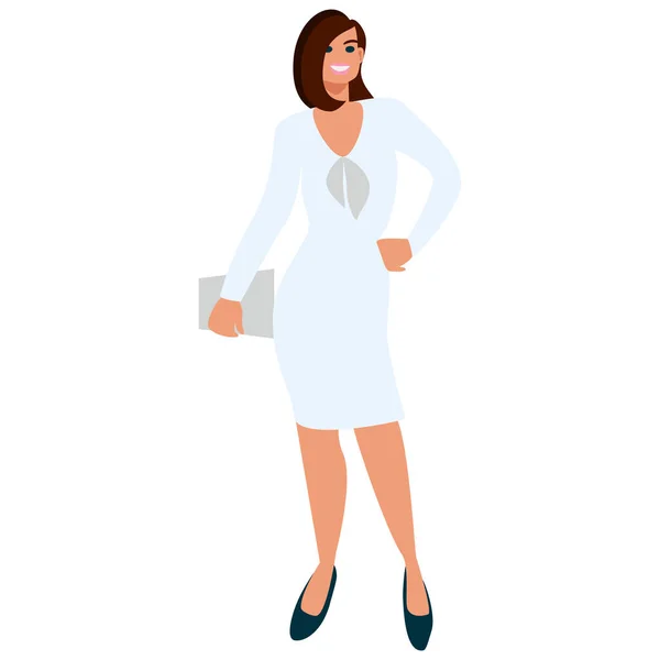 Businesswoman Posing Character Successful Person Business Clothes Vector Illustration Flat — Stock Vector