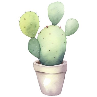 Kaktüs Suluboya Resimleri. Kaktüs ve Kaktüs Baskı Elementleri