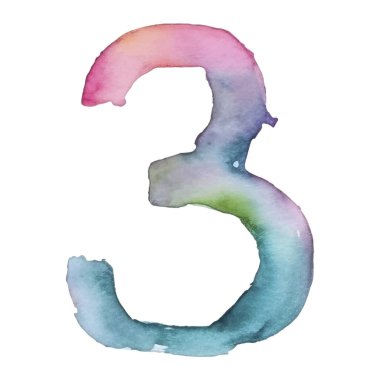 Renkli suluboya numaraları. Vektör illüstrasyonu beyaz arkaplanda izole edildi