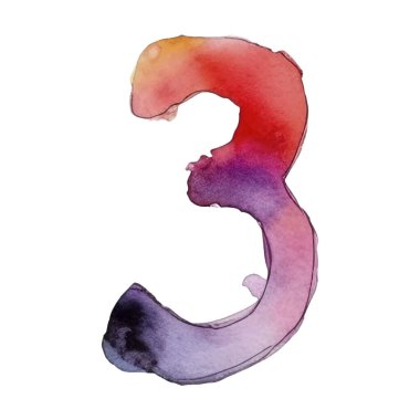 Renkli suluboya numaraları. Vektör illüstrasyonu beyaz arkaplanda izole edildi