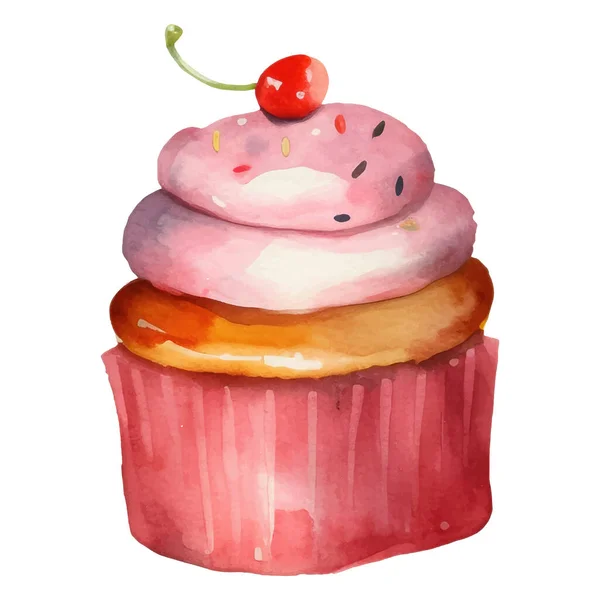 烘焙说明 色彩斑斓 美味甜点的分离水彩画 — 图库矢量图片
