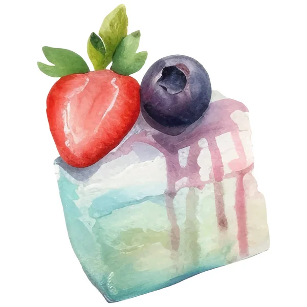 Illustration Gâteau Illustration Aquarelle Isolée Dessert Coloré Délicieux — Image vectorielle