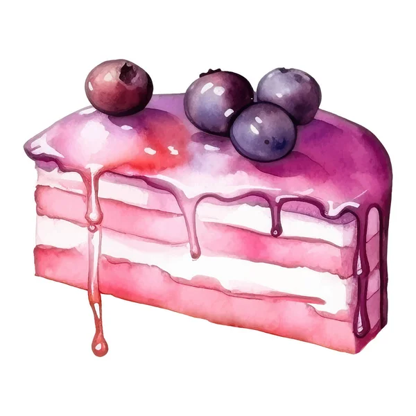 Illustrazione Torta Illustrazione Isolata Dell Acquerello Del Dessert Variopinto Delizioso — Vettoriale Stock