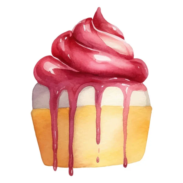 Torta Illusztráció Izolált Akvarell Illusztrációszínes Ízletes Desszert — Stock Vector