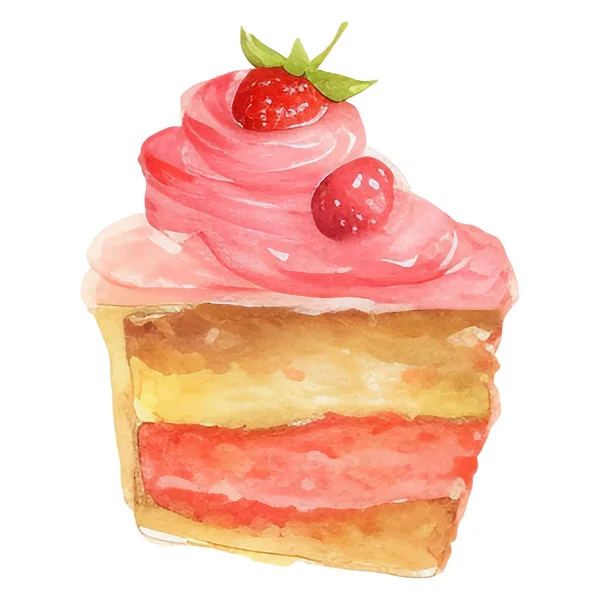 Illustrazione Torta Illustrazione Isolata Dell Acquerello Del Dessert Variopinto Delizioso — Vettoriale Stock