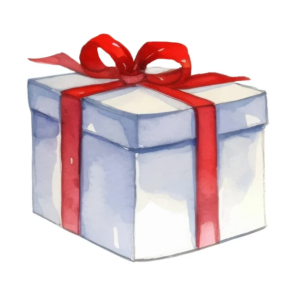 Подарочная Коробка Луком Изолированная Праздничная Акварельная Иллюстрация Продажи Подарков — стоковый вектор