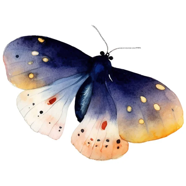 Mariposa Polilla Acuarela Ilustración Vintage Ilustración Insectos Para Envoltorio Scrapbooking — Vector de stock
