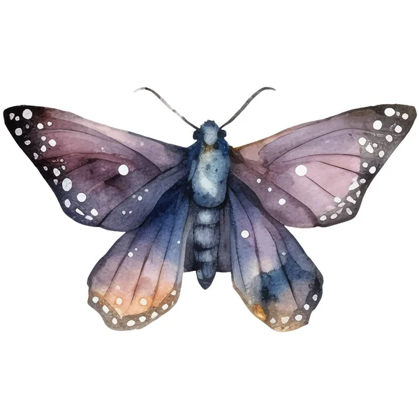 Akwarelowy Motyl Moth Klasyczna Ilustracja Ilustracja Owadów Pakowania Scrapbookingu Projektowania — Wektor stockowy