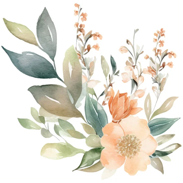 Suluboya Elle Boyanmış Çiçek Çizimi Çiçek Süsleme Elementleri Beyaz Arkaplanda — Stok Vektör