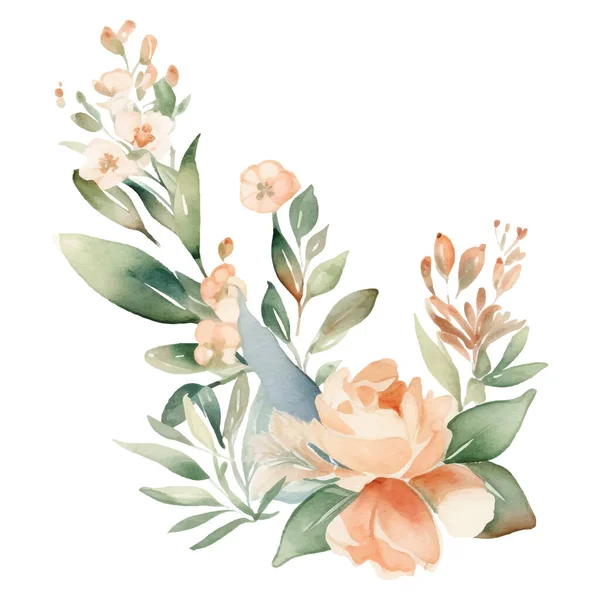 Aquarelle Peinte Main Illustration Fleur Eléments Décoration Florale Isolés Sur — Image vectorielle