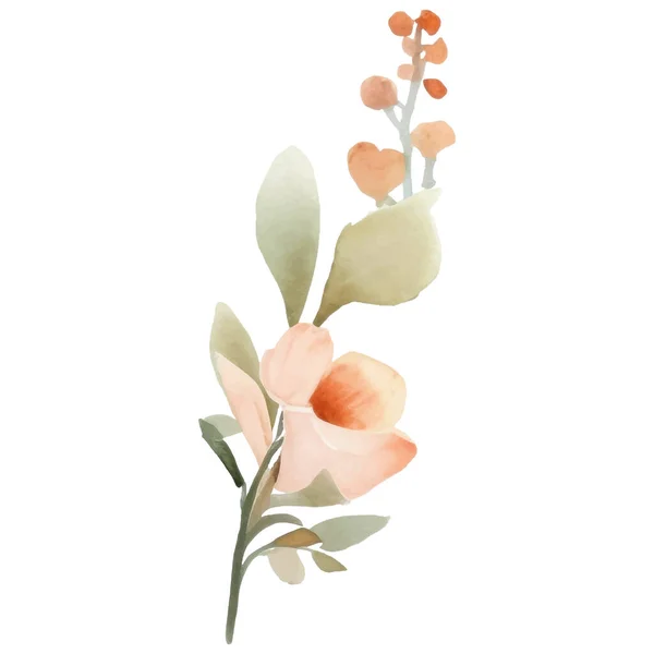 水彩手描きの花のイラスト 白い背景に孤立した花の装飾要素 — ストックベクタ