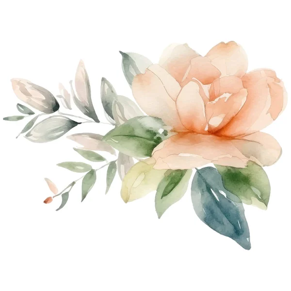 Aquarelle Peinte Main Illustration Fleur Eléments Décoration Florale Isolés Sur — Image vectorielle