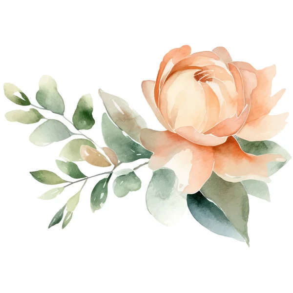 Akvarel Ručně Malované Květiny Ilustrace Květinová Dekorace Prvky Izolované Bílém — Stockový vektor
